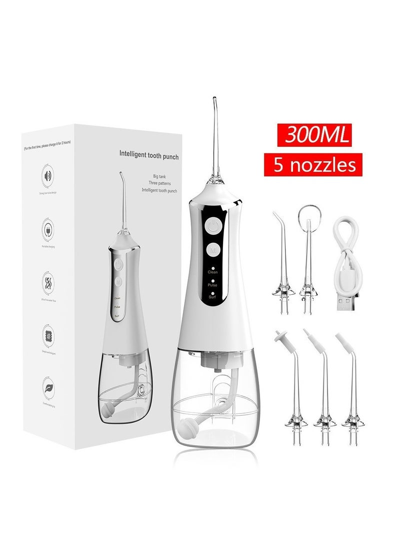 Nariele L-10 Smart Water Flosser, 3 Modes Oral Irrigator with 80° Precision Nozzle, 300ML Detachable Tank, IPX6 Waterproof, 5 Replacement Tips, for Teeth & Gum Care - Image 1